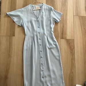 Elegant Blue Button-Down Dress